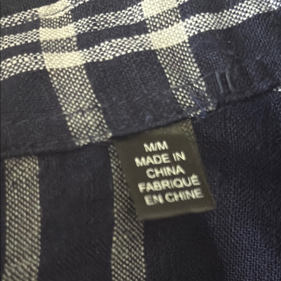 Saks Fifth Avenue Blue and White Plaid Casual Shirt 💯 linen - Picture 3 of 7